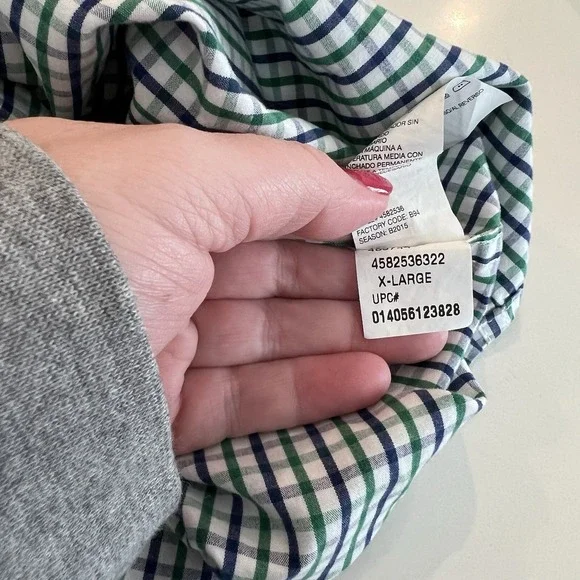 Men's XL Izod Shirt Blue Green Plaid Long Sleeve Button Down - Picture 7 of 10